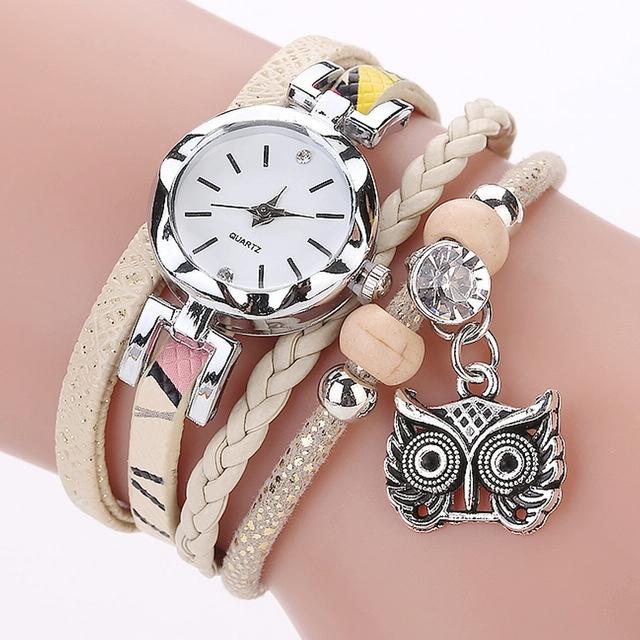 Owl Pendant Bracelet Watch for Women - Small Dial - Pink 12