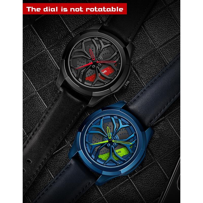 Men Steel Belt Quartz Watch with 3d Hollow out Wheel Design - Silver Red 4