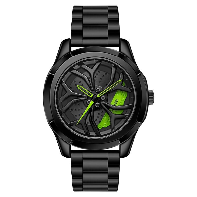 Men Steel Belt Quartz Watch with 3d Hollow out Wheel Design - Silver Red 15