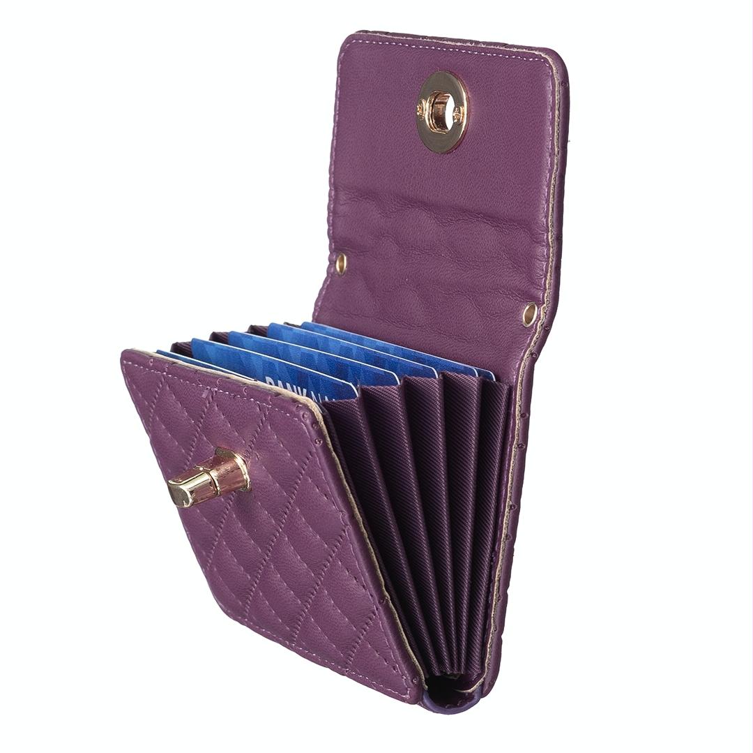 Horizontal Card Bag Mobile Phone Back Sticker With Metal Buckle - Purple 13