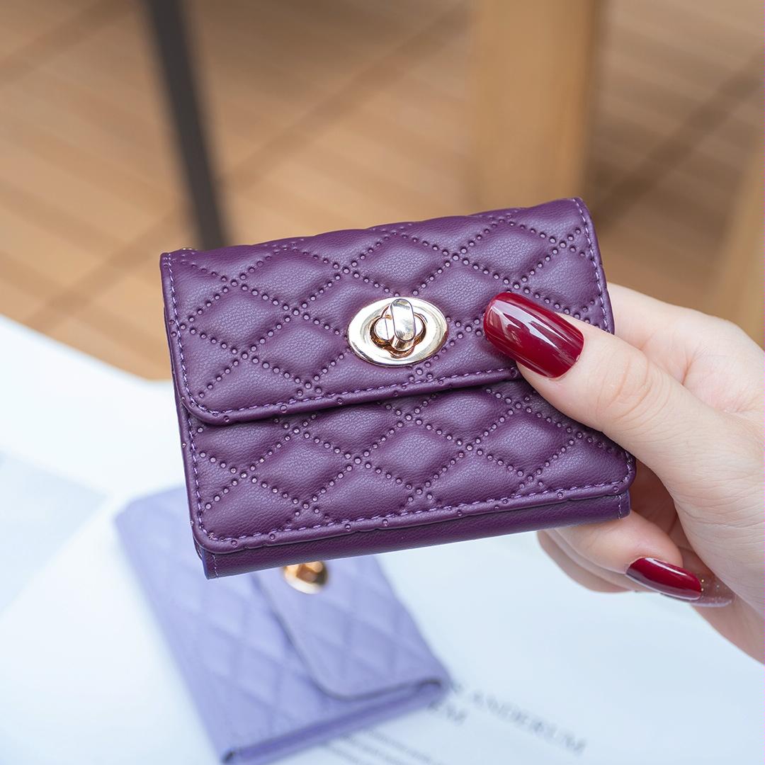 Horizontal Card Bag Mobile Phone Back Sticker With Metal Buckle - Purple 14