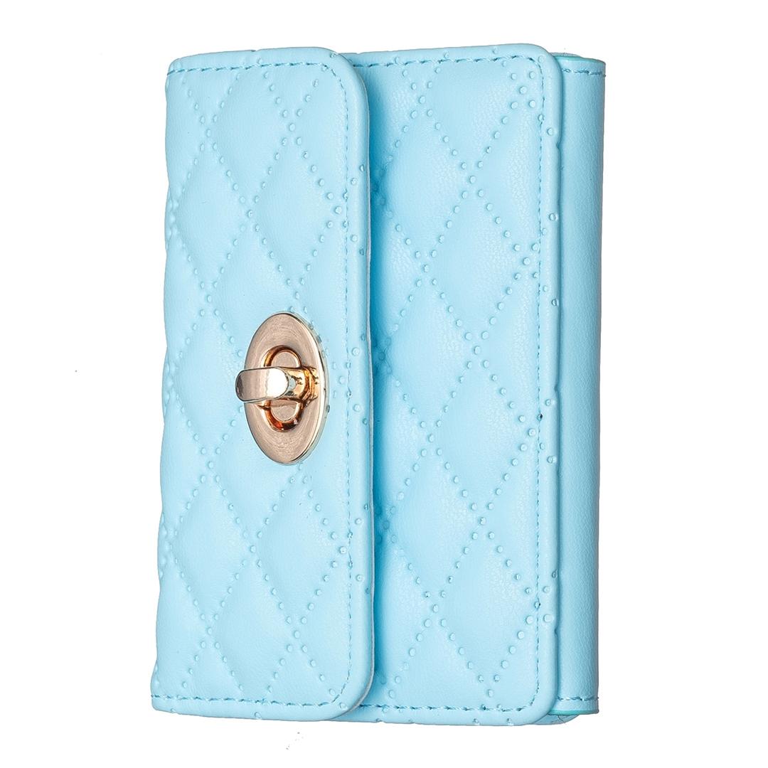 Horizontal Card Bag Mobile Phone Back Sticker With Metal Buckle - Purple 15