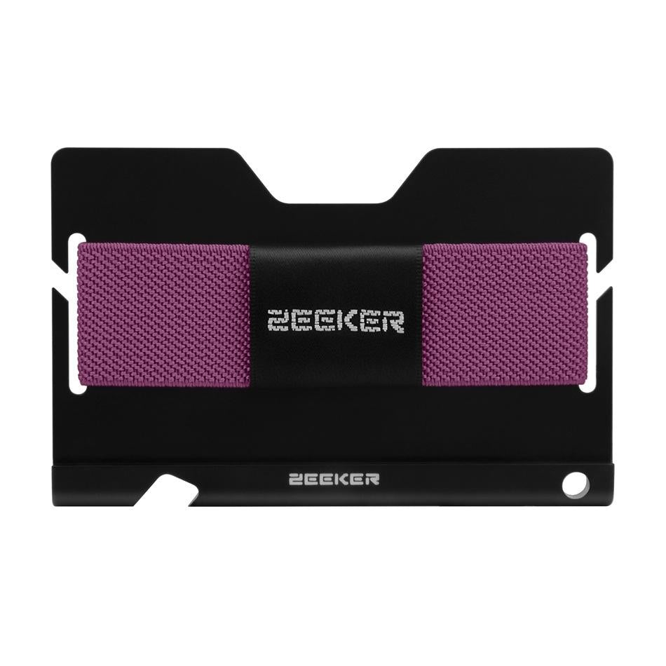 Multi Function Aluminum Card Holder For Men & Women Elastic Band Wallet - Purple