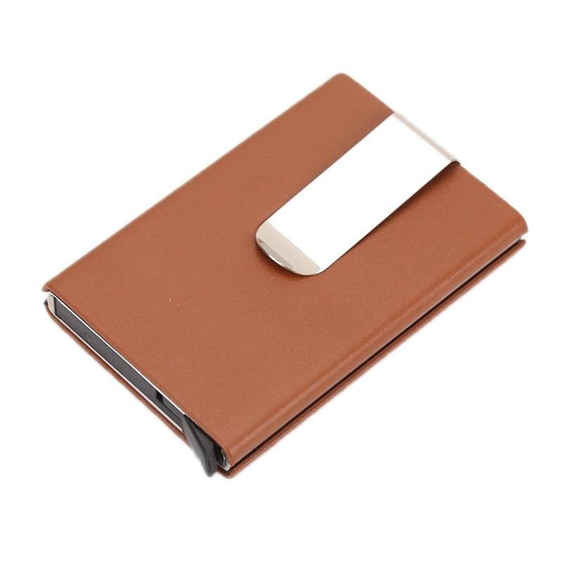 Aluminum Rfid Blocking Card Holder - Microfiber Leather Black 5