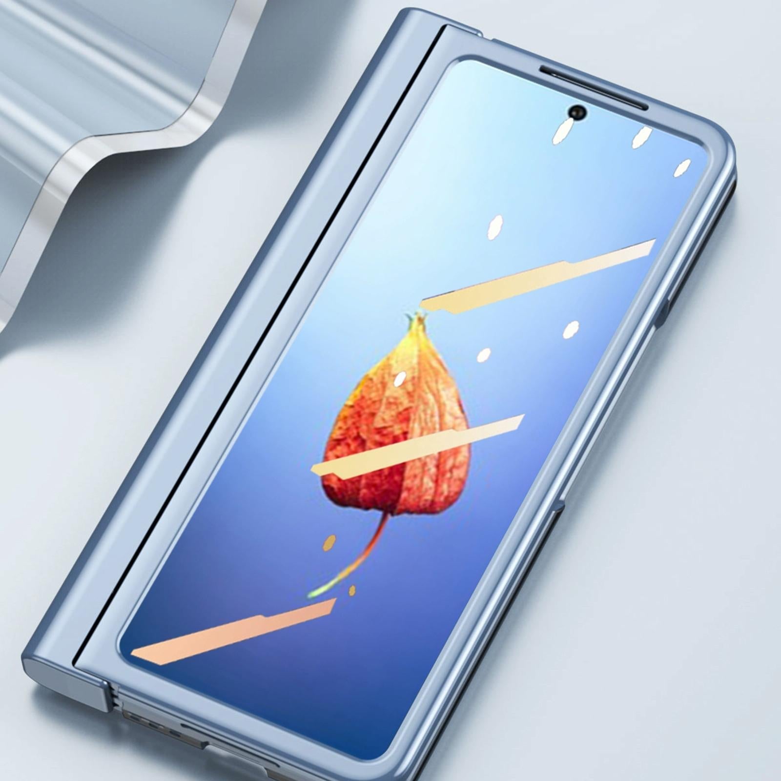 For Samsung Galaxy Z Fold4 5G Case With Pen Slot - Electroplated Full Body - Blue 3