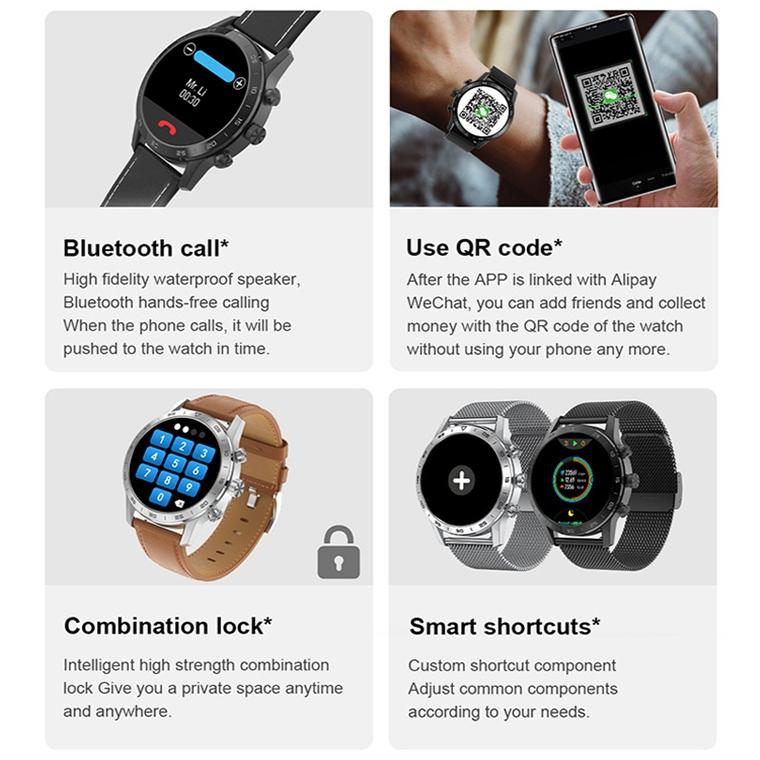Smart Dual Display Analog Digital Call Watch - Silver Leather 6