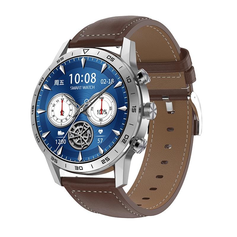 Smart Dual Display Analog Digital Call Watch - Silver Leather 10