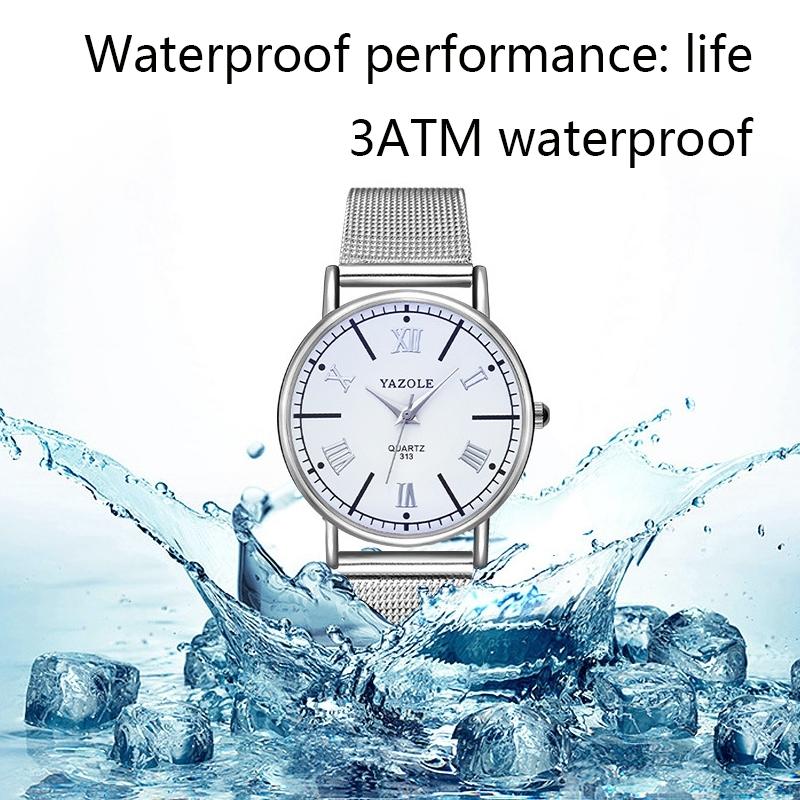 Women Business Quartz Watch with Roman Numeral Dial and Silver Net Belt - Black Tray 6