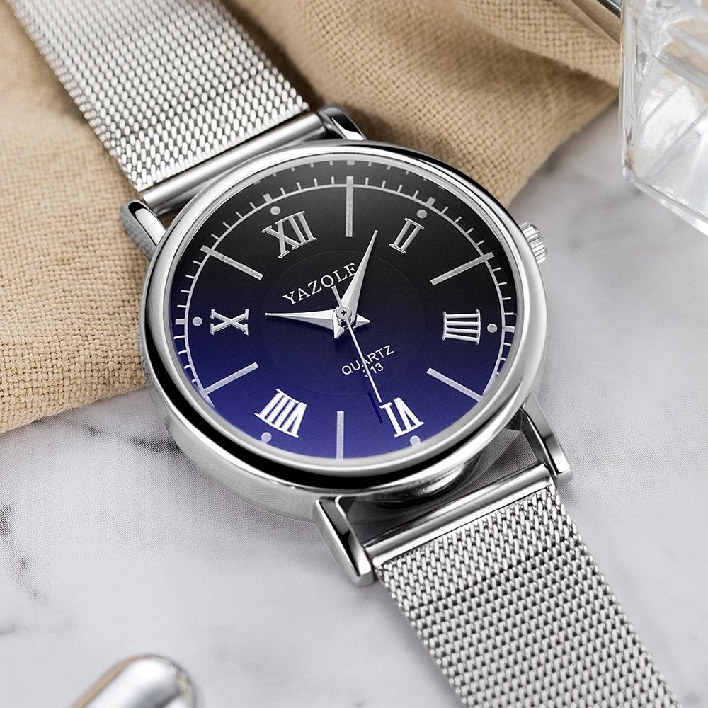 Women Business Quartz Watch with Roman Numeral Dial and Silver Net Belt - Black Tray 7