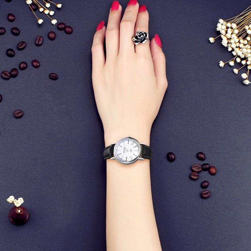 Women Business Quartz Watch with Roman Numeral Dial and Silver Net Belt - Black Tray 8
