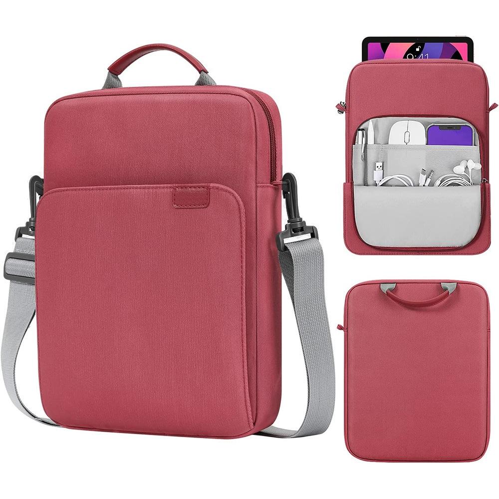 13 Inch Vertical Laptop Bag - Handheld Shoulder Crossbody - Wine Red 11