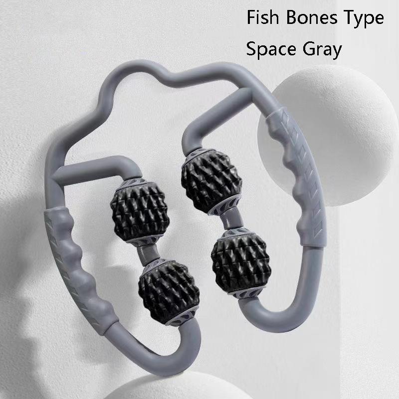 Muscle Massage Roller Foam Shaft For Yoga & Fitness - Fish Bones Type Space Gray 14