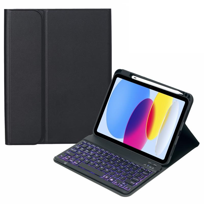 10.9 Ipad 10Th Gen 2022 Backlit Keyboard Case With Pen Slot - Bluetooth Leather - Light Blue 6