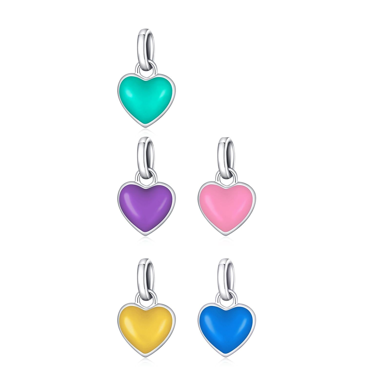 925 Sterling Silver Heart Pendant For Diy Bracelets & Necklaces - Yellow 3