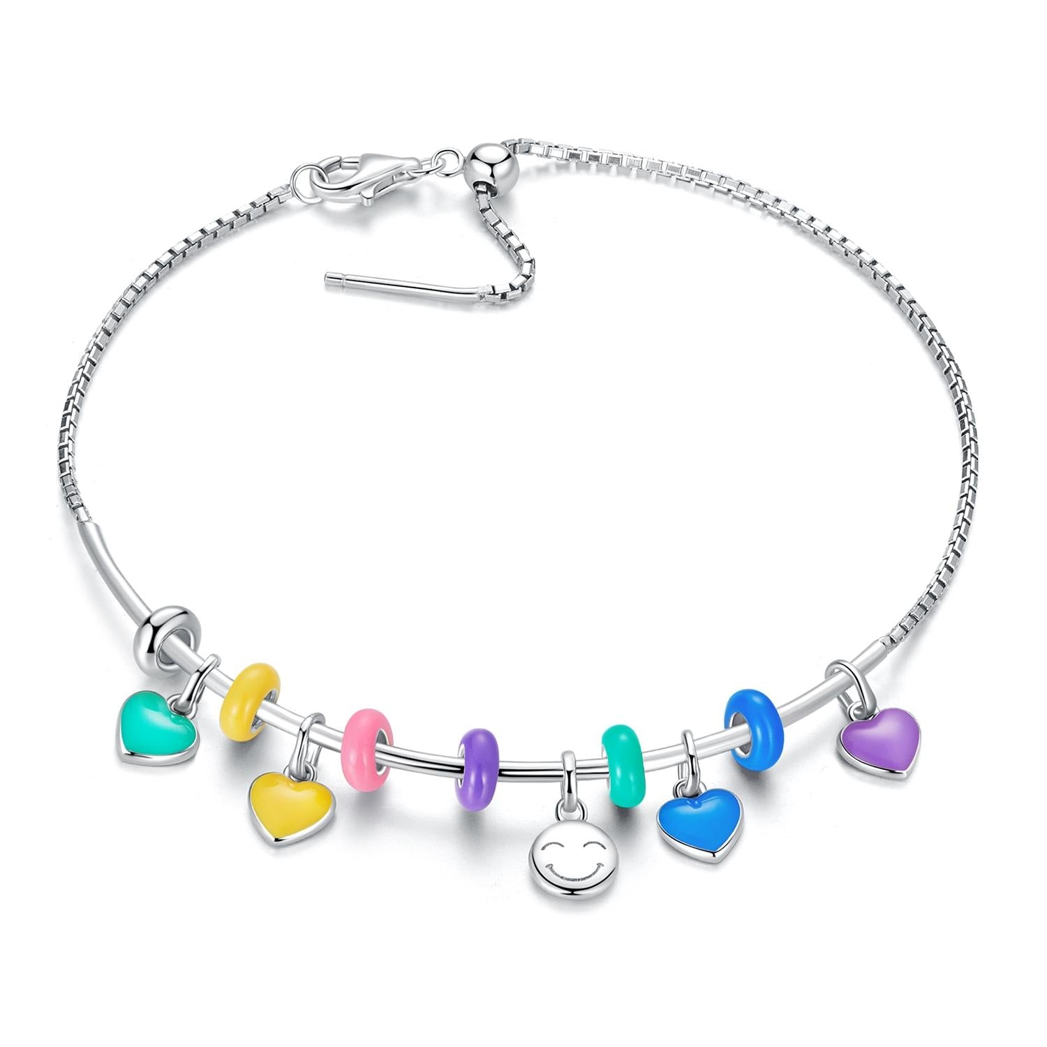 925 Sterling Silver Heart Pendant For Diy Bracelets & Necklaces - Yellow 4