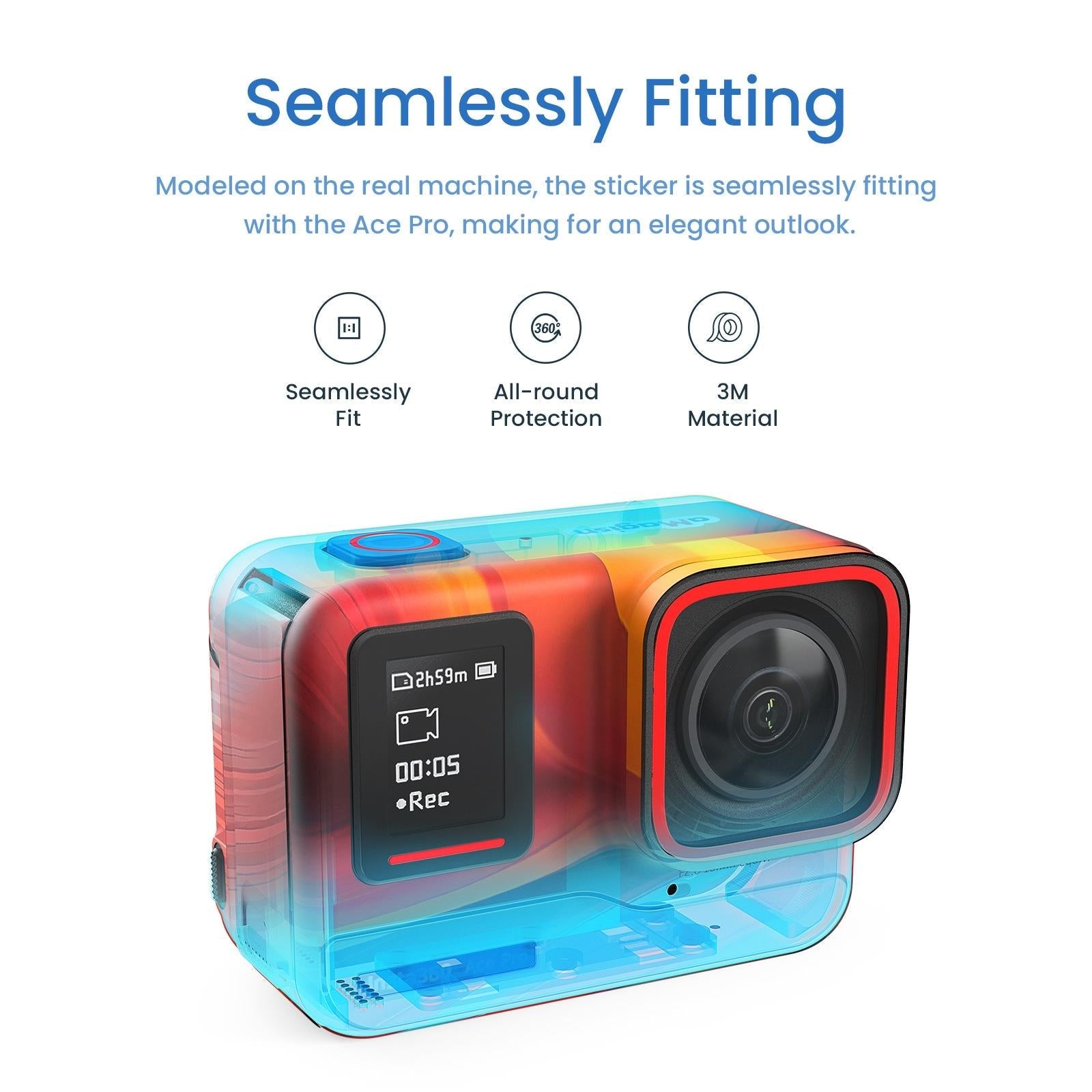 Sports Camera Accessories for Insta360 Ace Pro - Amagisn Body Sticker - Neon 9