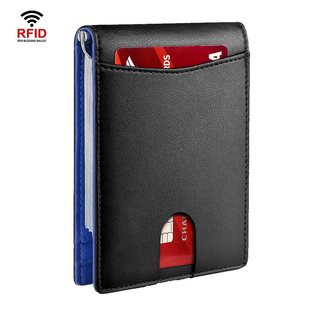 Rfid-protected Leather Wallet - Flat Pattern Orange Inside 10