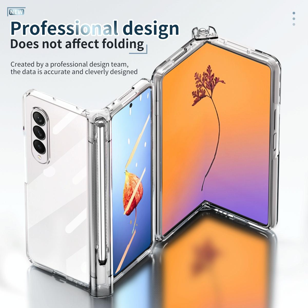 For Samsung Galaxy Z Fold4 5G Full Body Phone Case with Integrated Hinge and Pen Slot - Blue 7