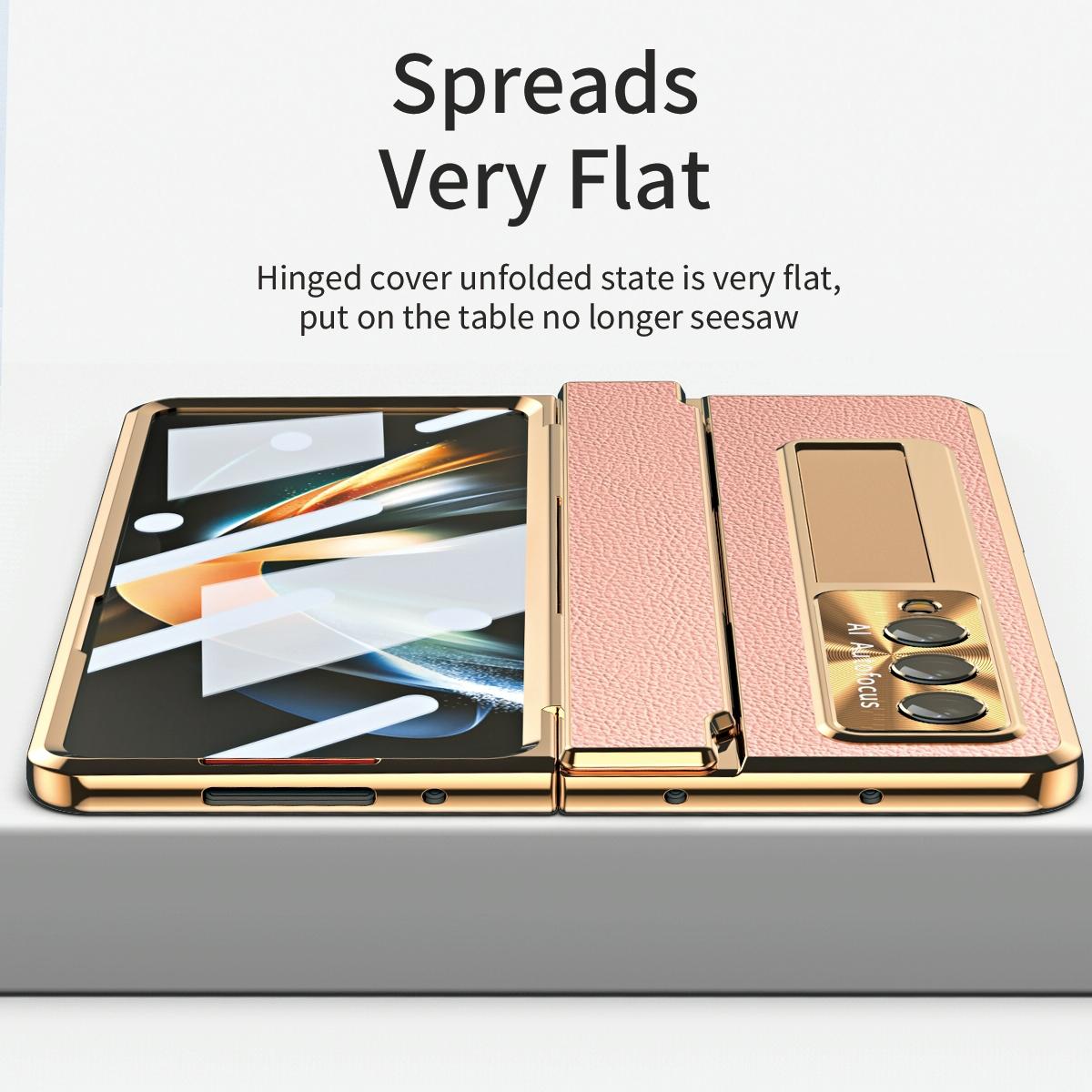 For Samsung Galaxy z Fold4 5G Full Coverage Phone Case with Hinge - Integrated Design - Gold + White 10