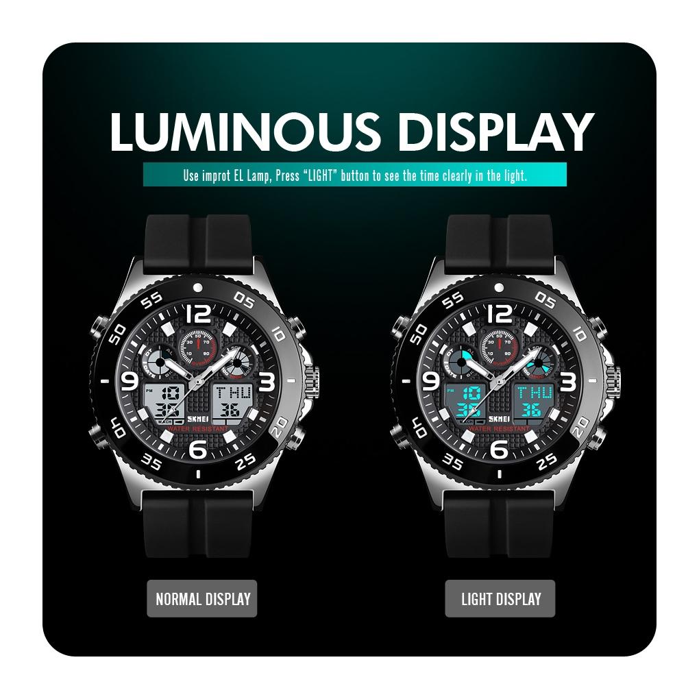 Men Casual Sports Watch with Large Dial and Steel Band - Silver-Steel Belt 10