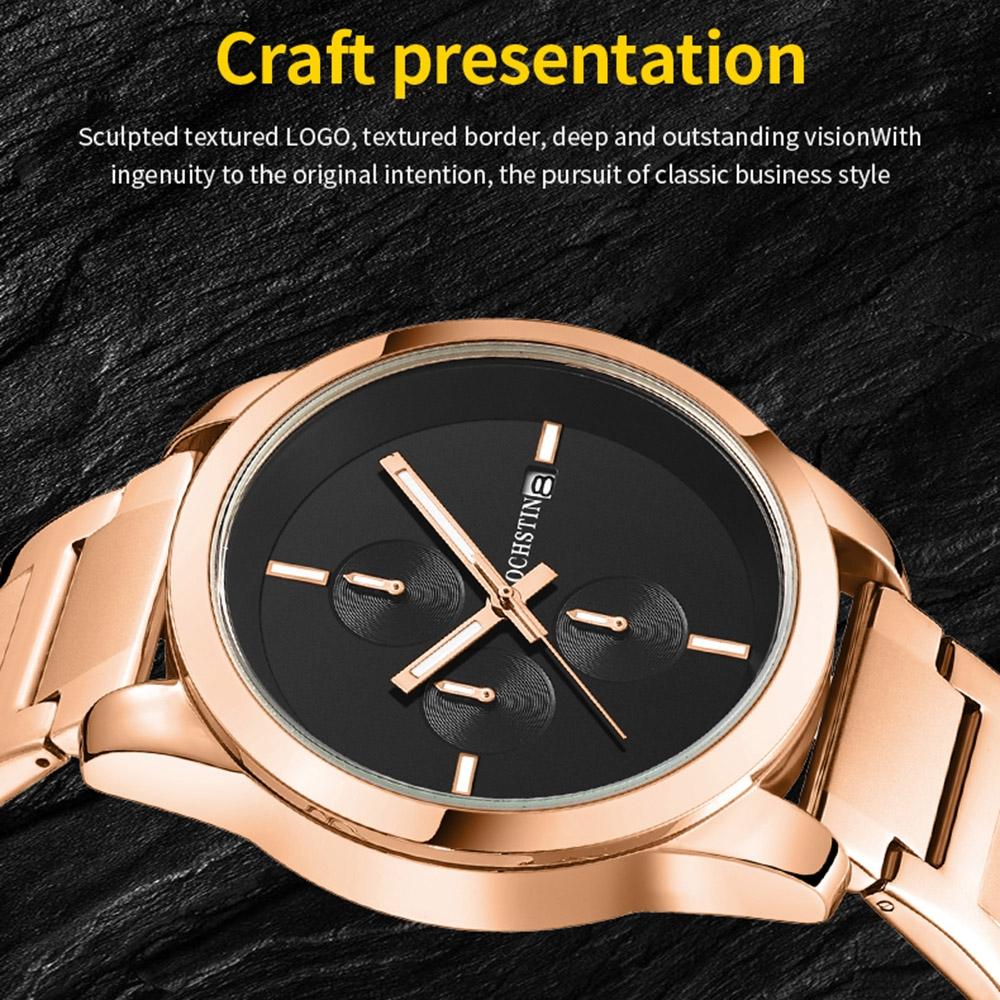Men Pilot Series Multifunctional Quartz Watch with Steel Band - Black + Silver 5