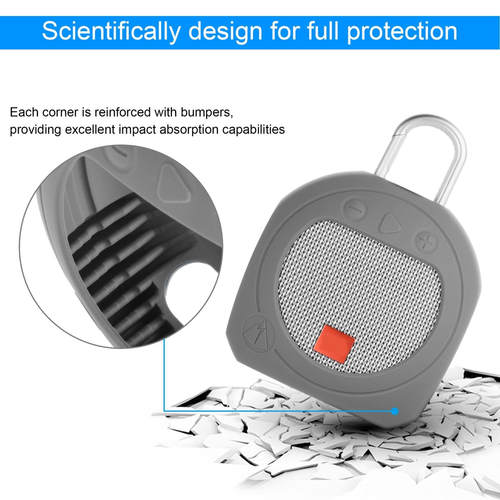 Protective Cover for Jbl Clip 3 Bluetooth Speaker - Anti-fall Silicone Storage - Turquoise 4