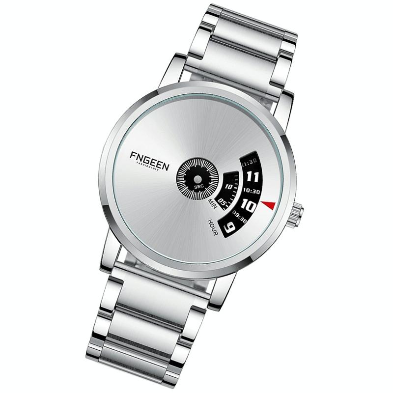 Men Non-pointer Quartz Watch - S230 - White Mash White Steel White Surface 3