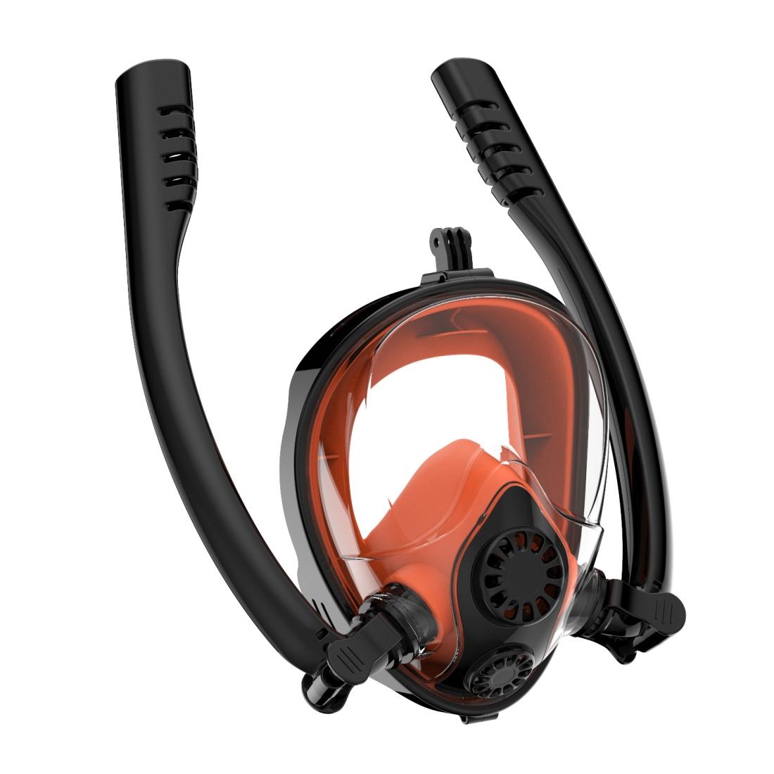 Full Dry Silicone Diving Mask for Water Sports and Gopro Hero11 - Black Orange