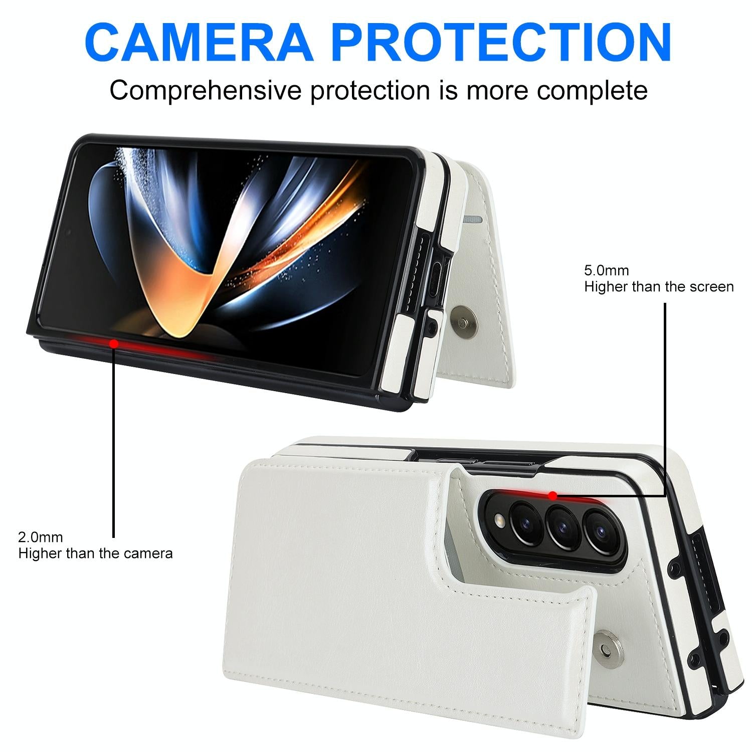 For Samsung Galaxy z Fold4 5G Foldable Phone Case with Double Buckle Card Slot - Purple 3