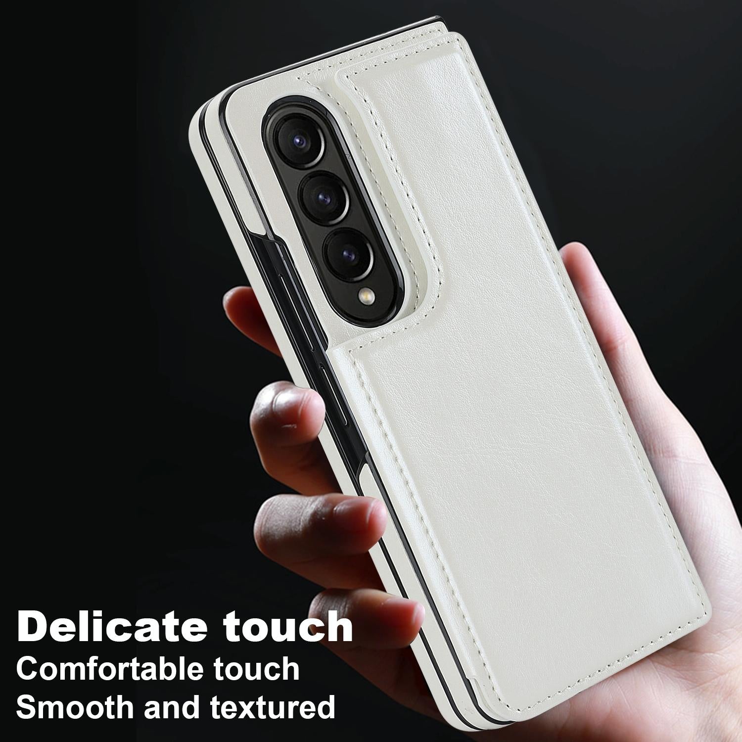 For Samsung Galaxy z Fold4 5G Foldable Phone Case with Double Buckle Card Slot - Purple 6