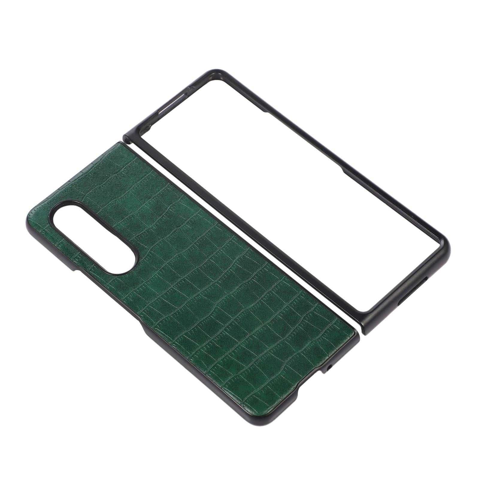 For Samsung Galaxy Z Fold4 5G Foldable Crocodile Texture Phone Case - Pu Leather - Light Brown 7