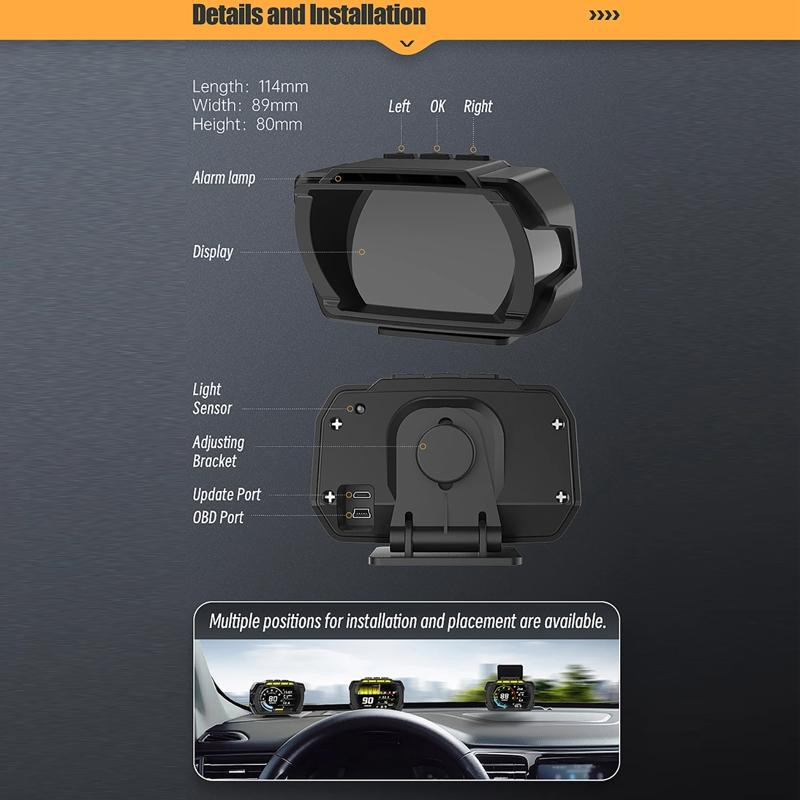 Car Obd Hud Lcd Speedometer Clear Display - Spanish Version 9
