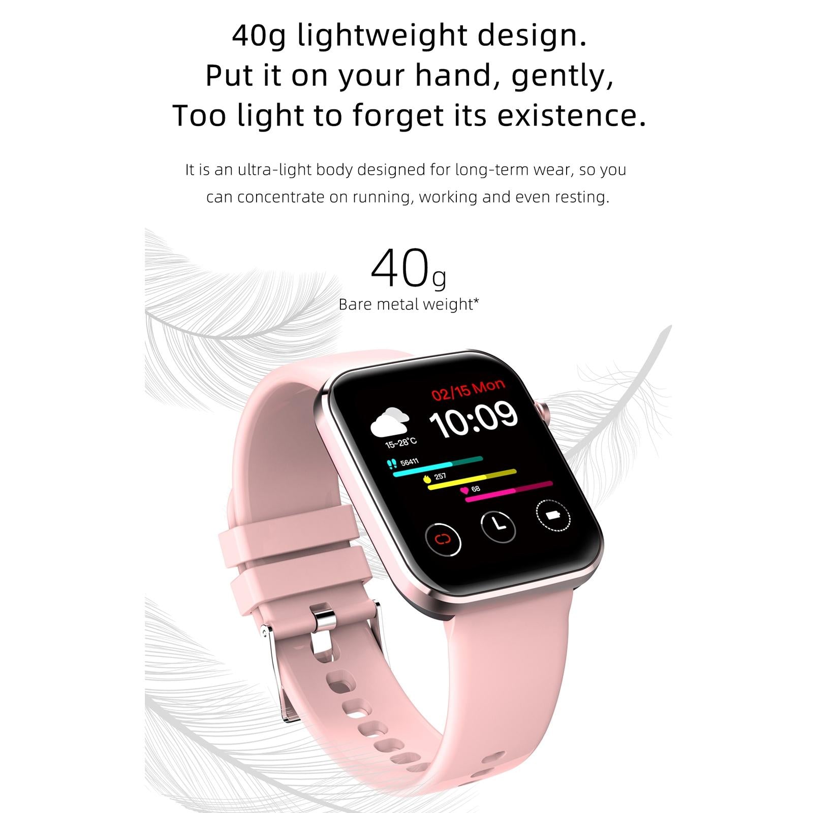 1.69 Inch Ip67 Waterproof Smart Watch With Touch Screen Health Monitoring - Blue 12