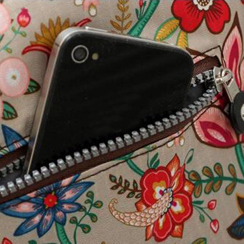 Waterproof Nylon Multilayer Crossbody Bag For Women - Red Flower 6