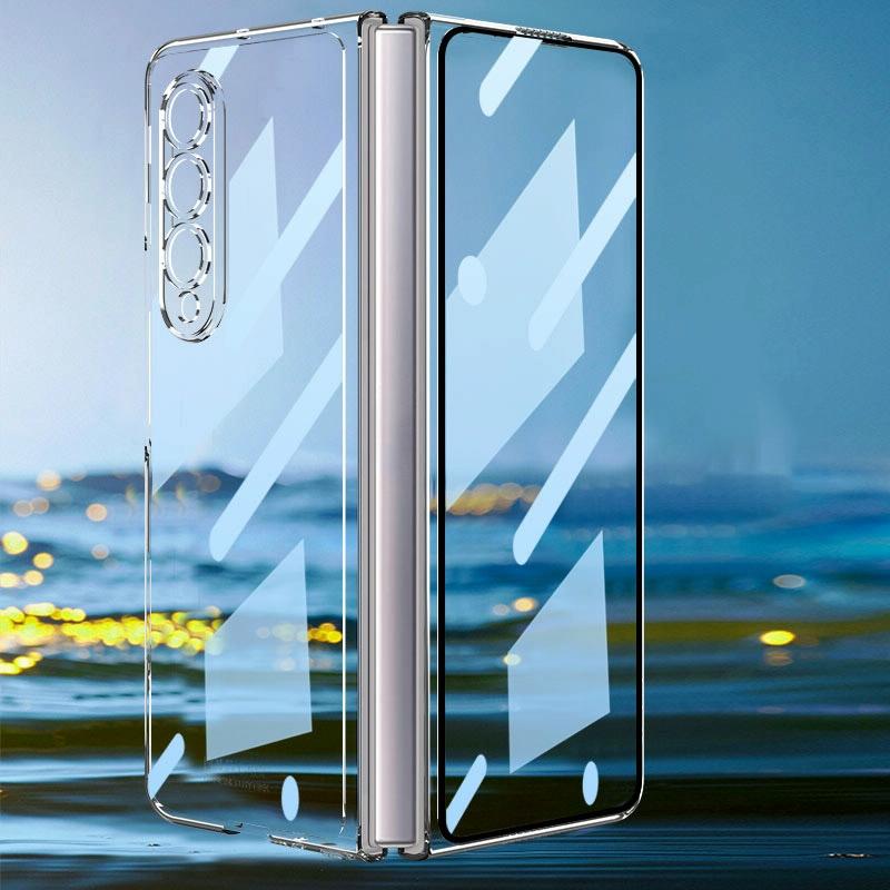For Samsung Galaxy Z Fold4 5G Full Coverage Electroplated Glass Case - Black 9