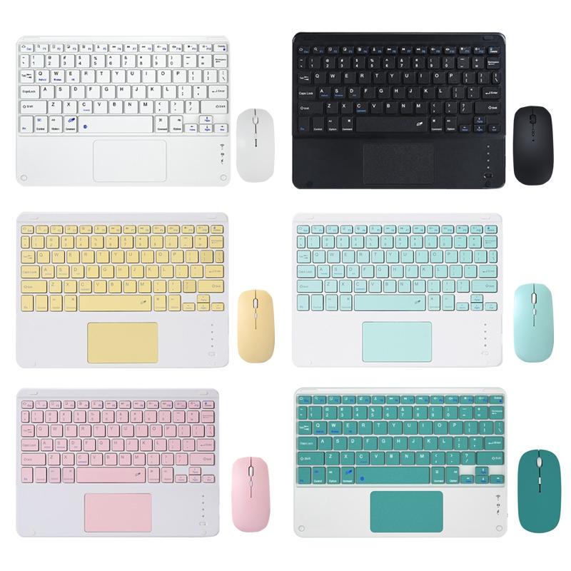 Portable 9.7 Tablet Keyboard With Bluetooth Touchpad & Mouse Set For Ipad - White + Mouse
