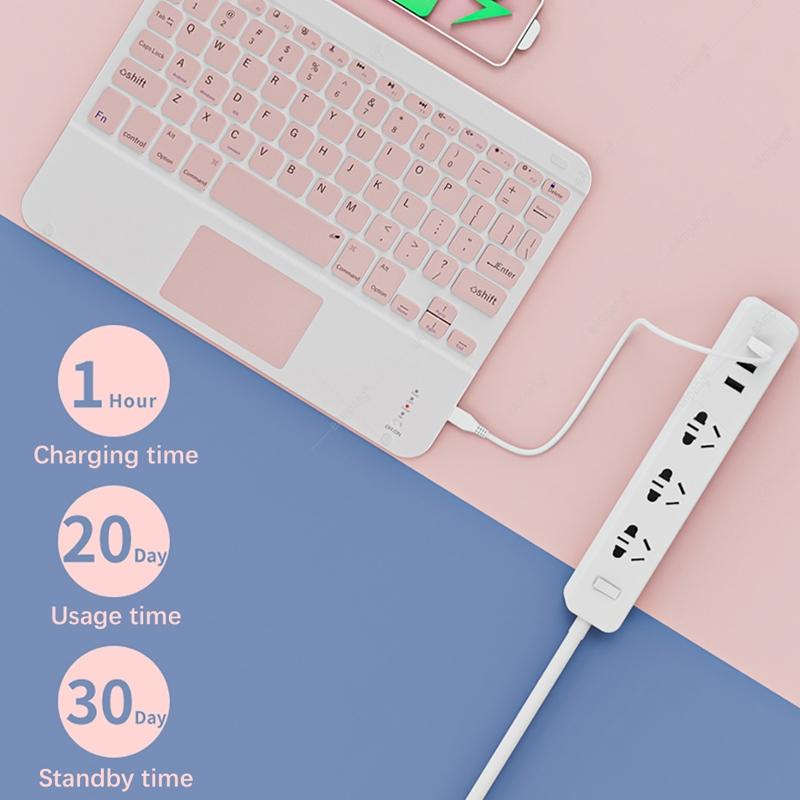 Portable 9.7 Tablet Keyboard With Bluetooth Touchpad & Mouse Set For Ipad - White + Mouse 5