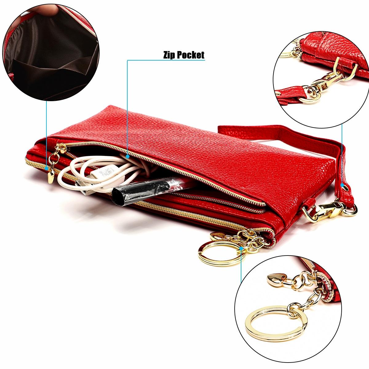 Versatile Cowhide Zipper Key Pouch in Purple 5