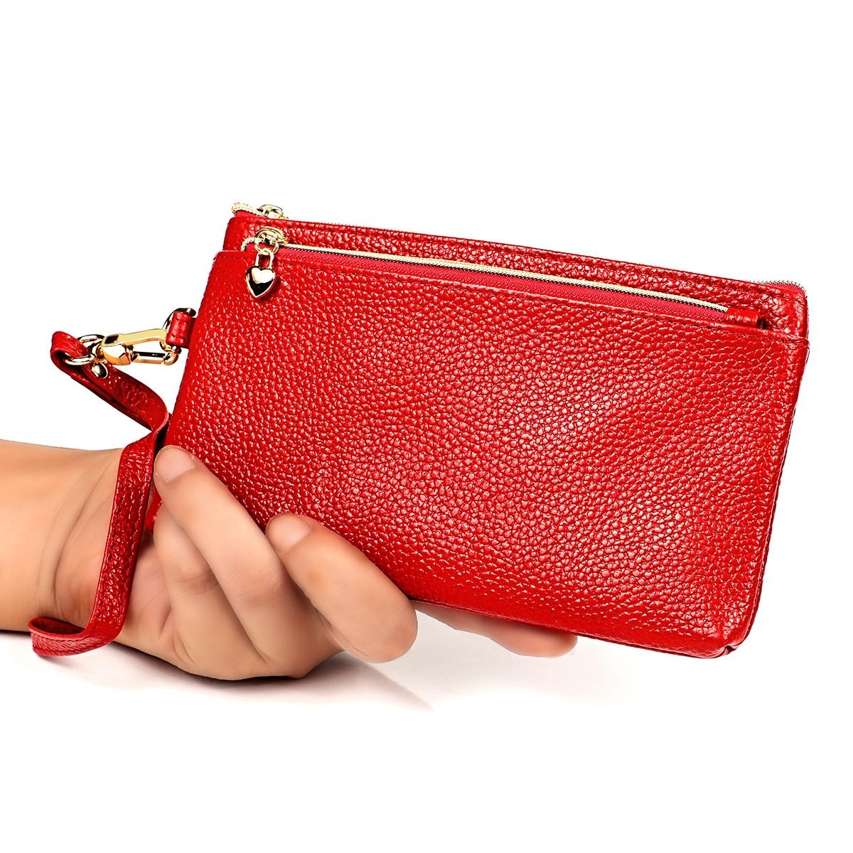 Versatile Cowhide Zipper Key Pouch in Purple 8