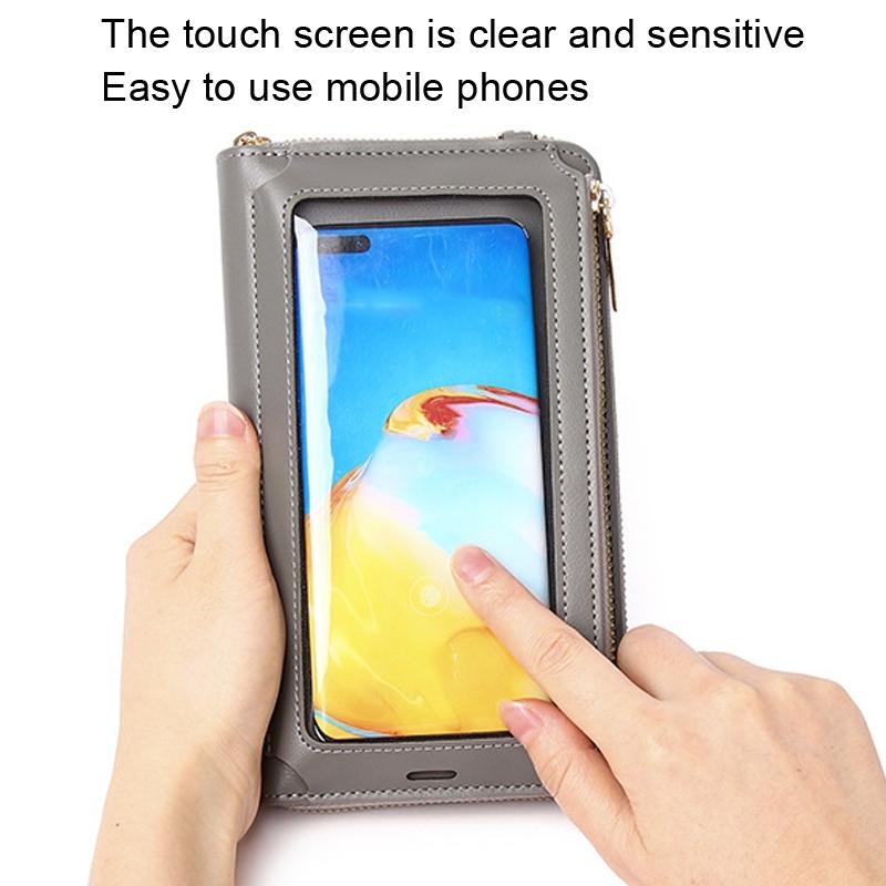 Touch Screen Cross Body Phone Bag Large Capacity - Light Blue 4