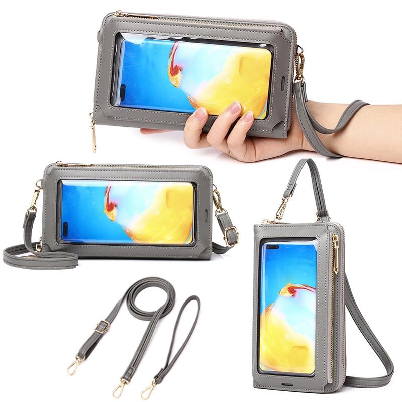 Touch Screen Cross Body Phone Bag Large Capacity - Light Blue 7
