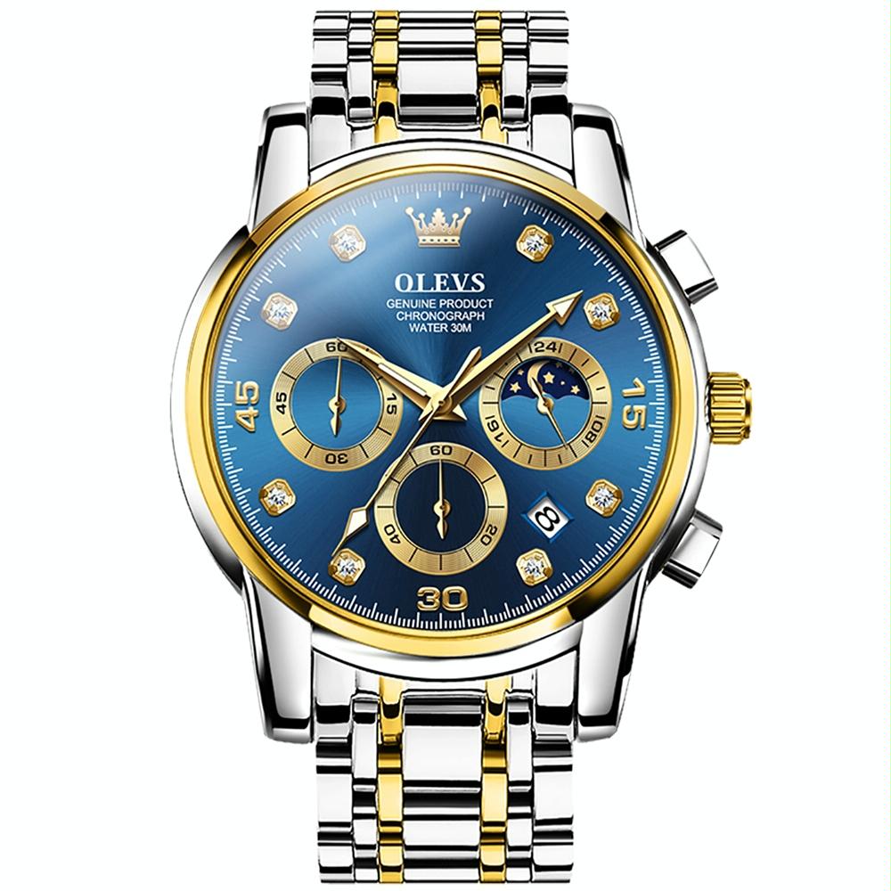 Waterproof Luminous Quartz Watch for Men - Multifunctional - White + Gold 10
