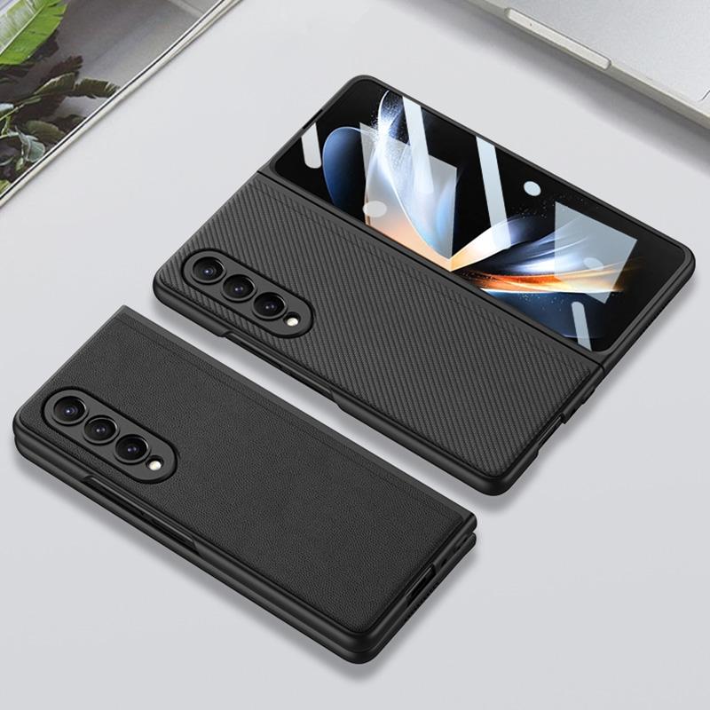 For Samsung Galaxy Z Fold4 5G Foldable Leather Case With Stand - Ultra Thin - Champagne Gold 5