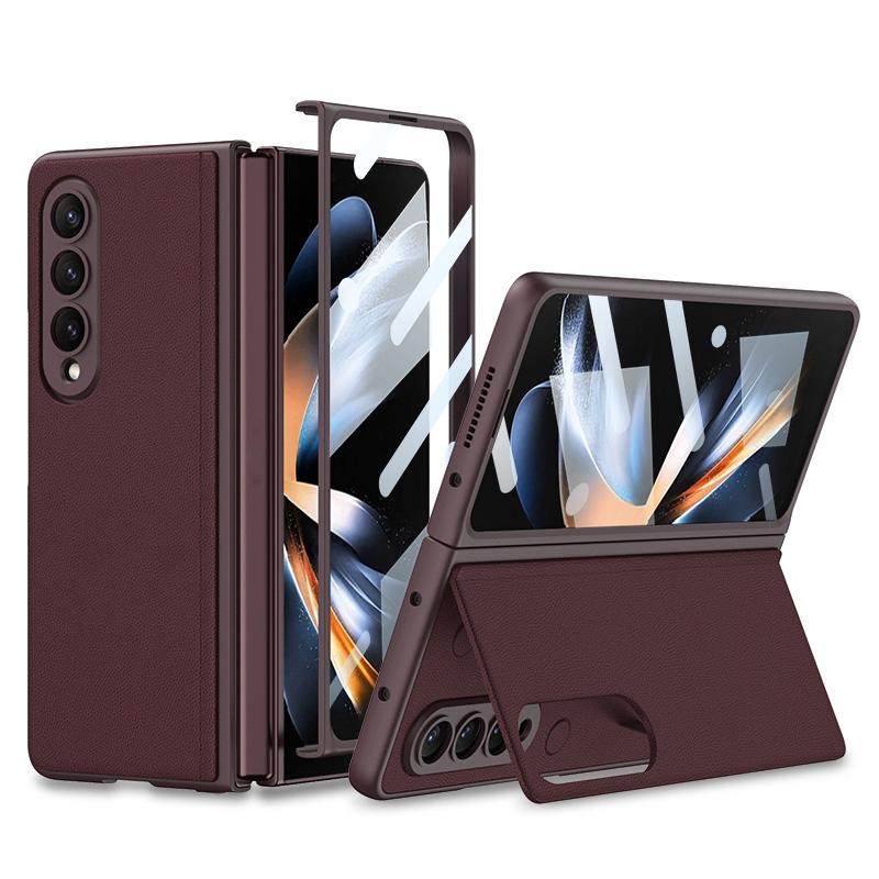 For Samsung Galaxy Z Fold4 5G Foldable Leather Case With Stand - Ultra Thin - Champagne Gold 11