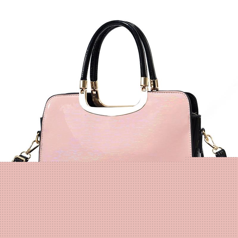 Large Capacity Leather Commuter Handbag - Bright - Pink 10