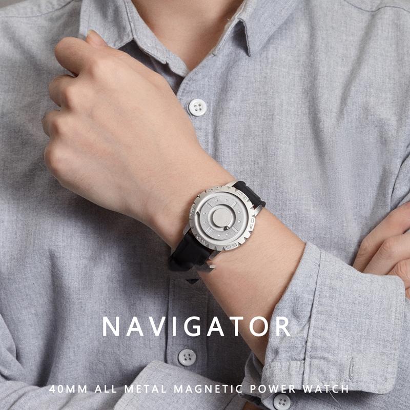 Bezel-free Magnetic Ball Watch - Men Design - Black Net Strip 4