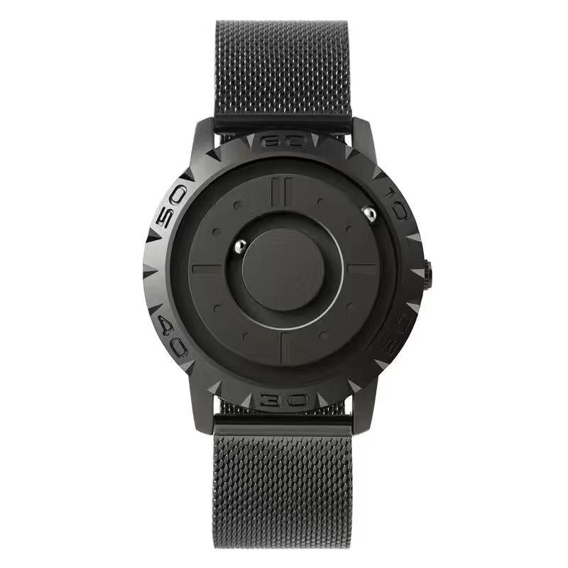 Bezel-free Magnetic Ball Watch - Men Design - Black Net Strip 8