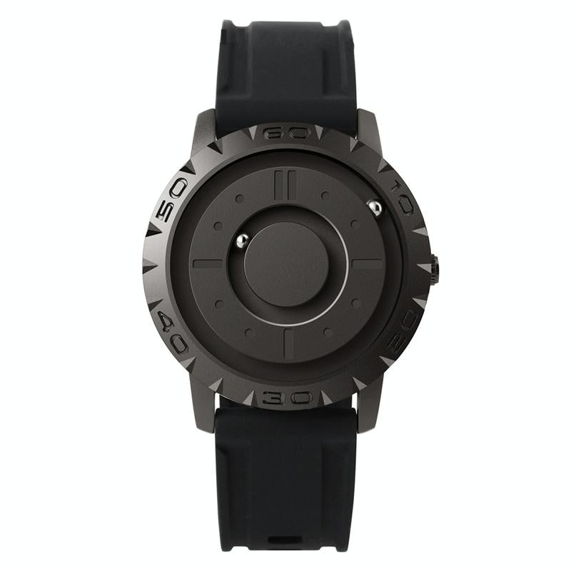 Bezel-free Magnetic Ball Watch - Men Design - Black Net Strip 11