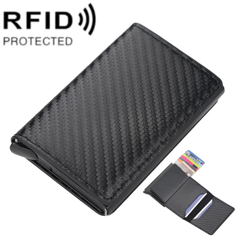 Rfid-protected Plaid Leather Wallet with Automatic Card Ejector - Dark Brown 14