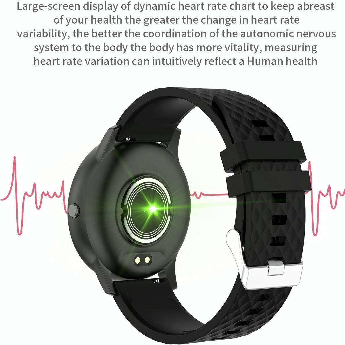 1.75 Inch Hd Round Screen Silicone Strap Smart Sports Watch - Black + Silver 6